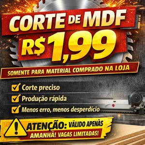 Banner da promoção de corte de MDF por R$ 1,99